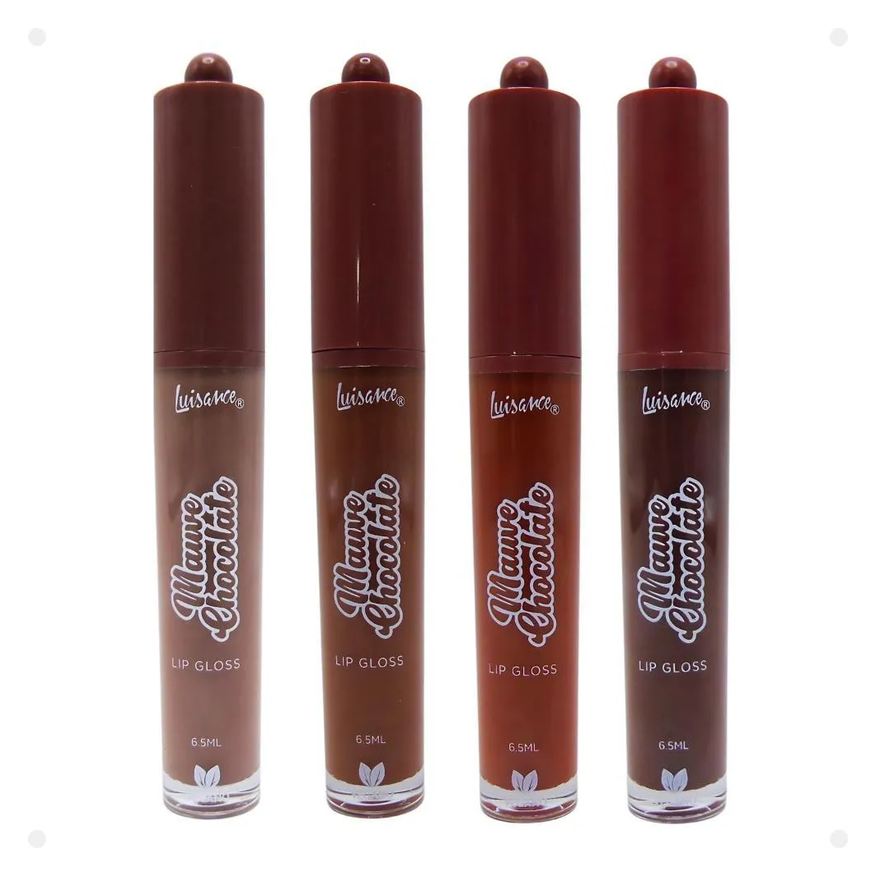Luisance Kit Mauve Chocolate: 4 Lip Gloss Labial Cores 1, 2, 3 E 4 L3269