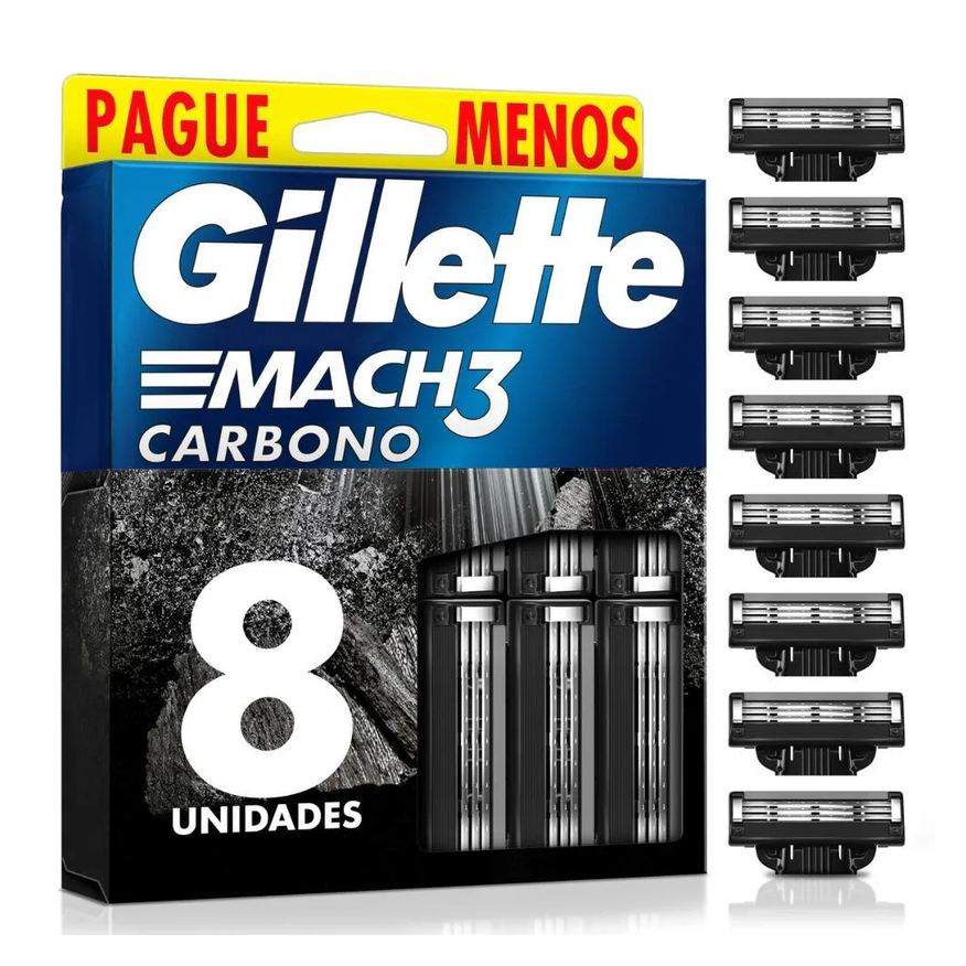 Gillette Carga Mach 3 Carbono 8un
