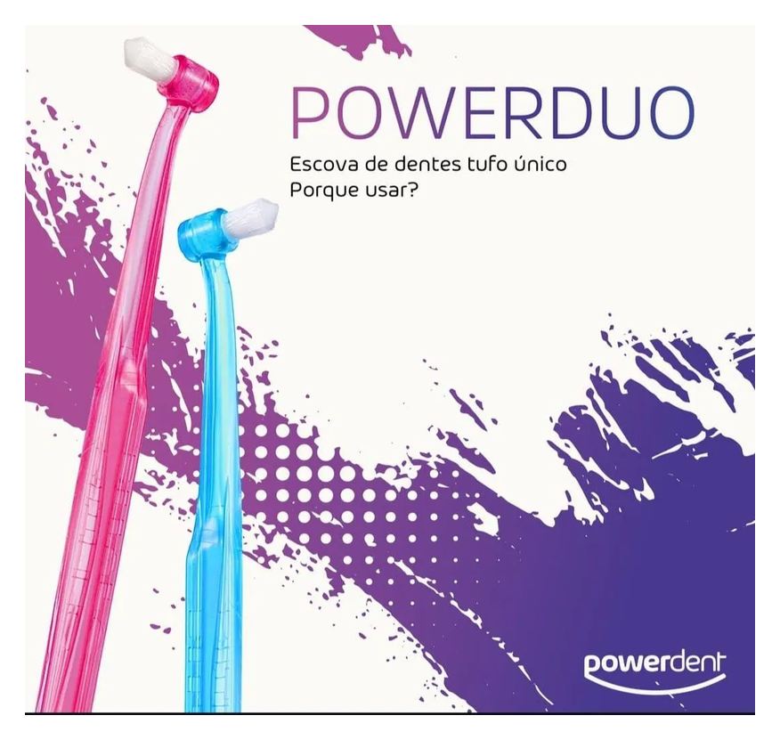 Powerdent Escova Powerduo 2 Tufos com Cerdas Macia Cores Rosa