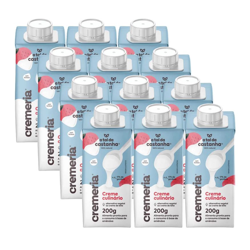 a Tal da Castanha 12x Creme Culinário Vegetal Cremeria 200ml Amêndoa
