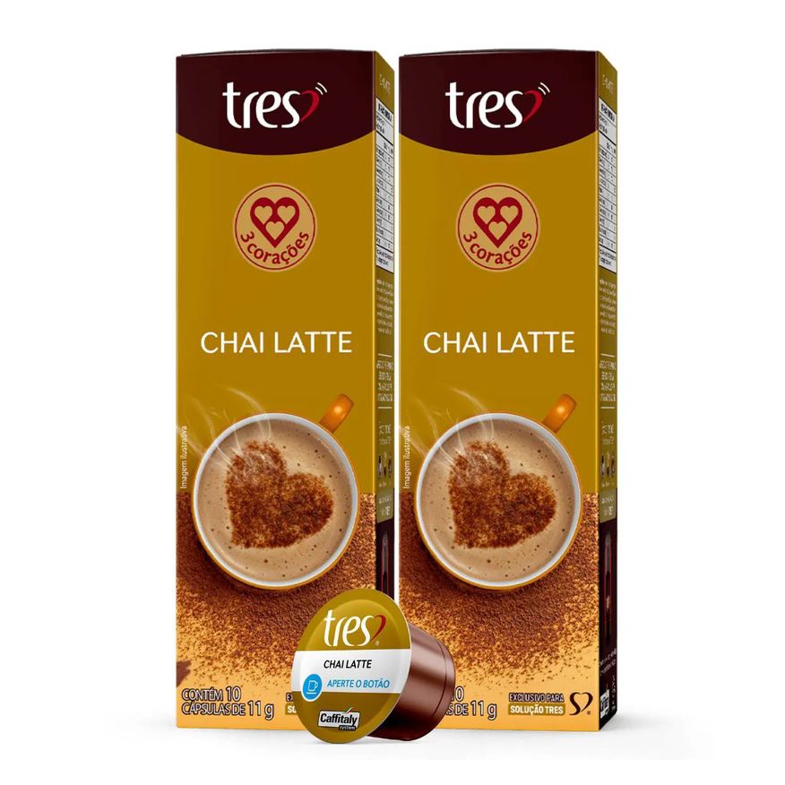 3 Corações 2x cápsula Chai Latte Tres 10 unidades