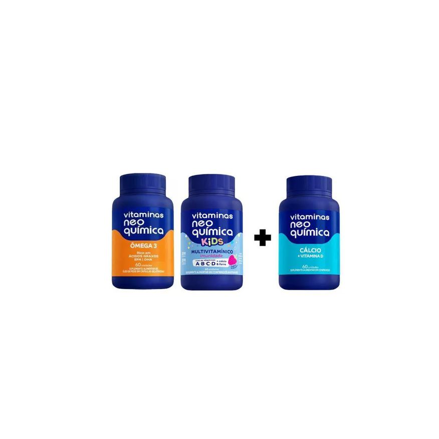 Neo Química Kit Ômega + Kids Morango + Cálcio