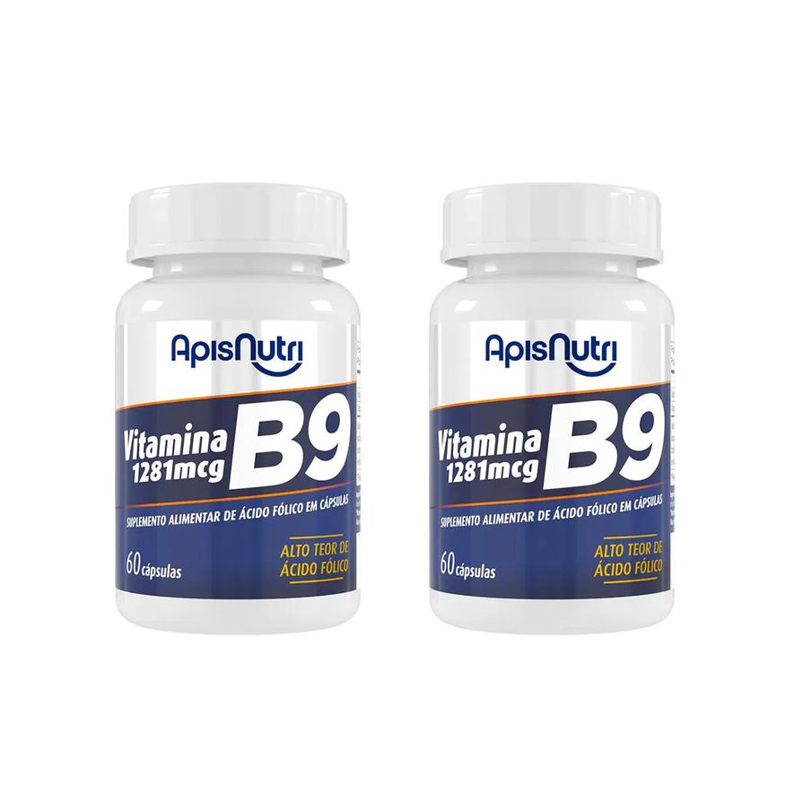 Apisnutri Kit 2 Vitamina B9 1281mcg Acido Folico 60 cápsulas
