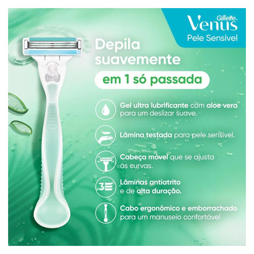 Gillette Aparelho de Depilar Venus Pele Sensível 1 Unidade