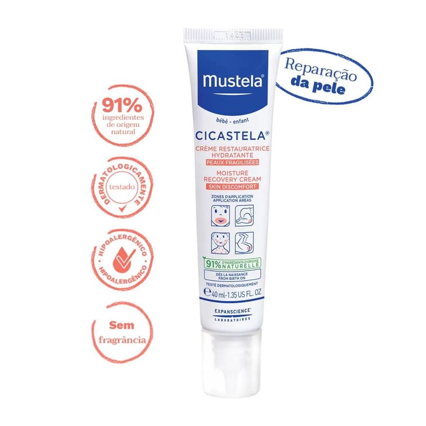 Mustela Creme Reparador Hidratante Bebê Cicastela Pele Sensibilizada com 40ml
