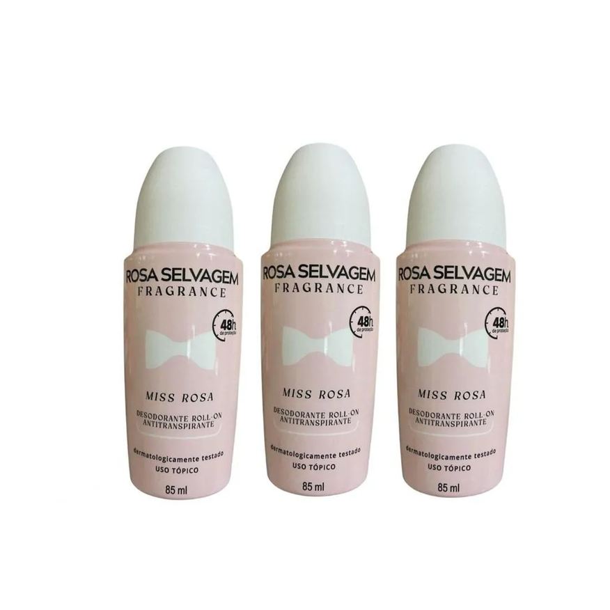 Rosa Selvagem Kit 3 Desodorante Roll-on Miss 85ml
