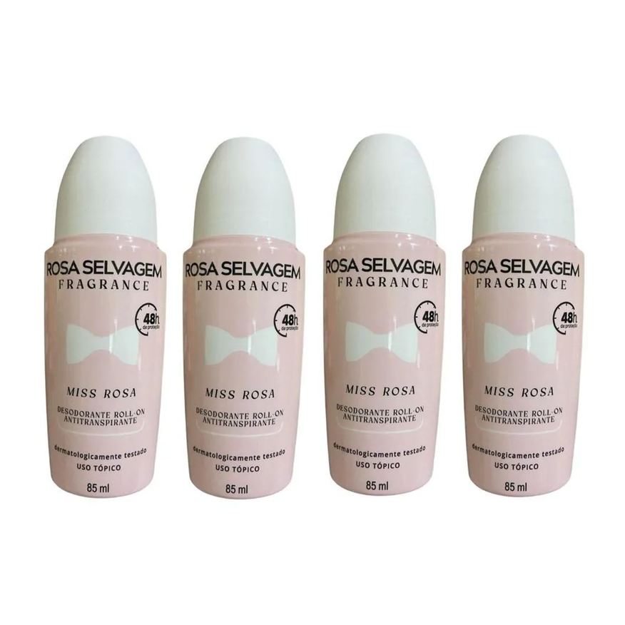 Rosa Selvagem Kit 4 Desodorante Roll-on Miss 85ml
