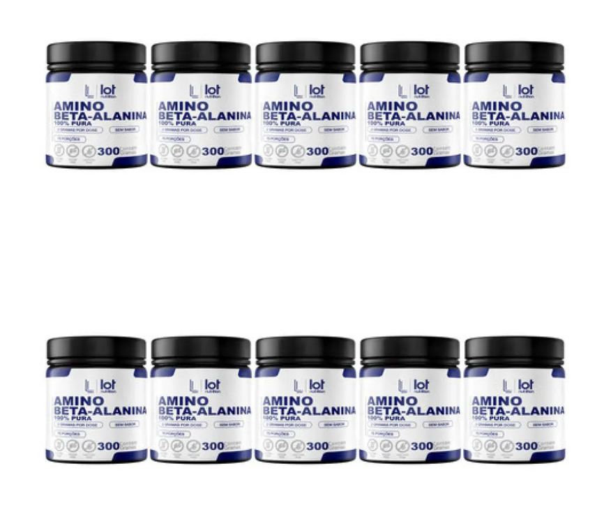 Lot Nutrition Kit 10un Beta Alanina 300g sem Sabor