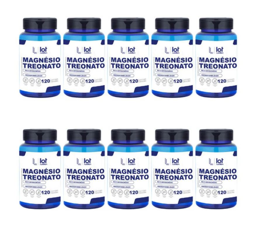 Lot Nutrition Kit 10un Magnésio Treonato 450mg 120 cápsulas sem Sabor