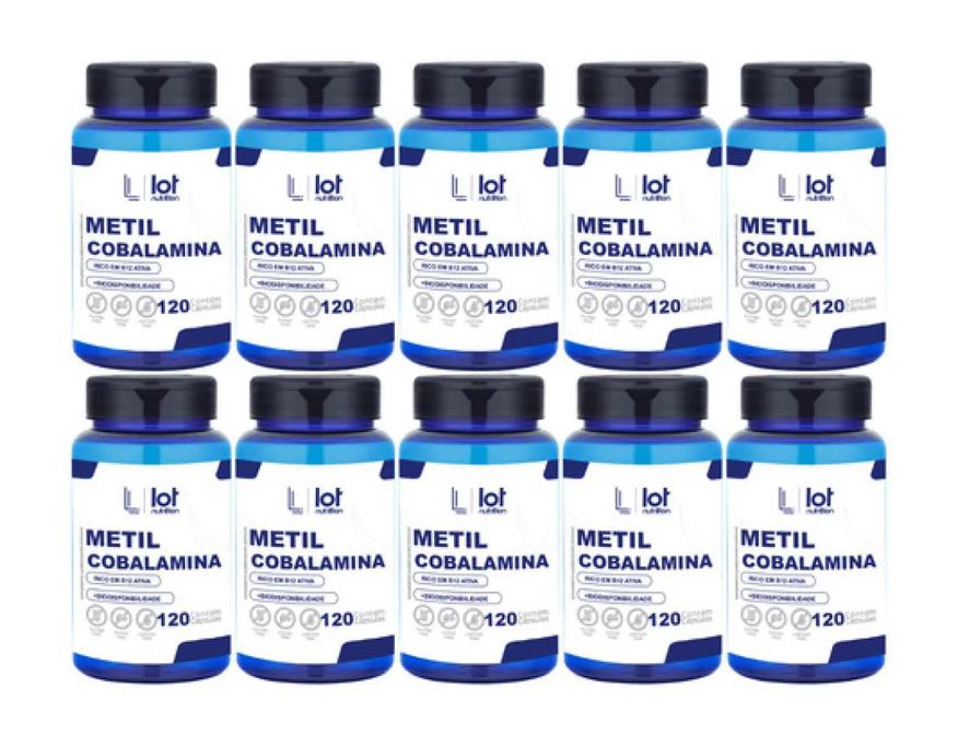 Lot Nutrition Kit 10un Metilcobalamina 120 cápsulas B12 sem Sabor