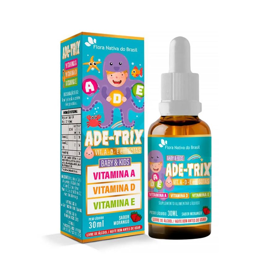 Kids Ade-trix (vitamina A, D e E) Sabor Morango 30ml Flora Nativa