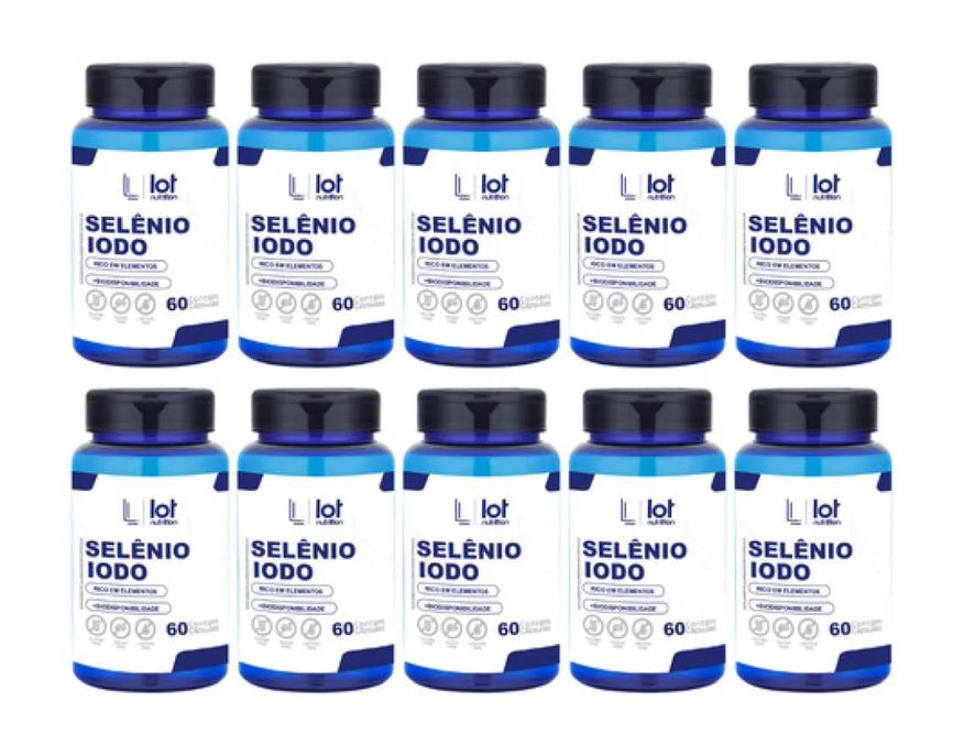 Lot Nutrition Kit 10un Selênio 300mcg + Iodo 900mcg 60 cápsulas sem Sabor