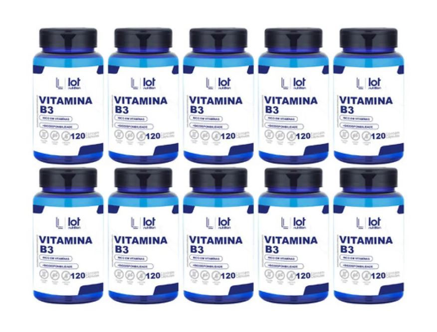 Lot Nutrition Kit 10un Vitamina B5 Pantotenato de Cálcio 120 cápsulas sem Sabor