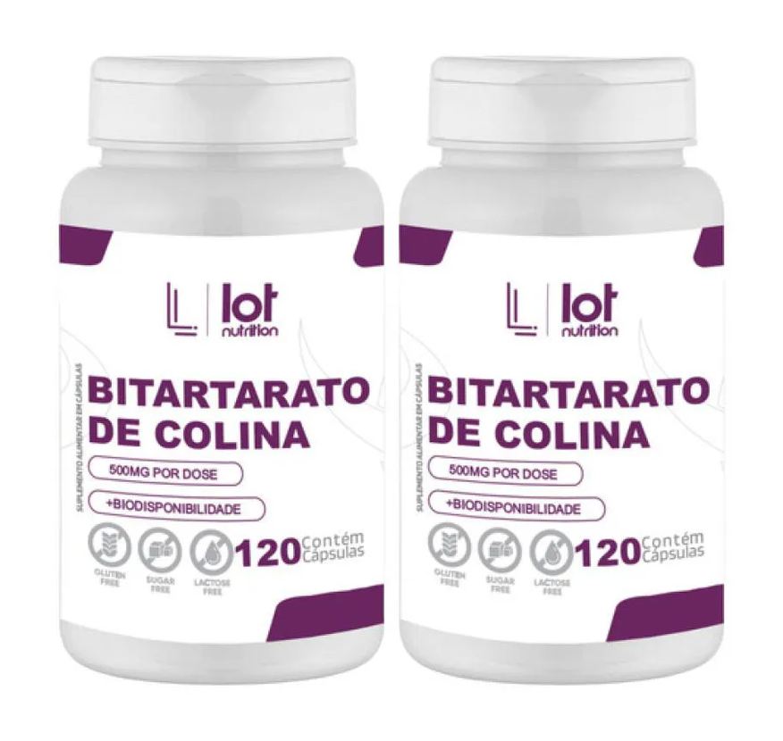 Lot Nutrition Kit 2un Bitartarato de Colina 450mg 120 cápsulas sem Sabor