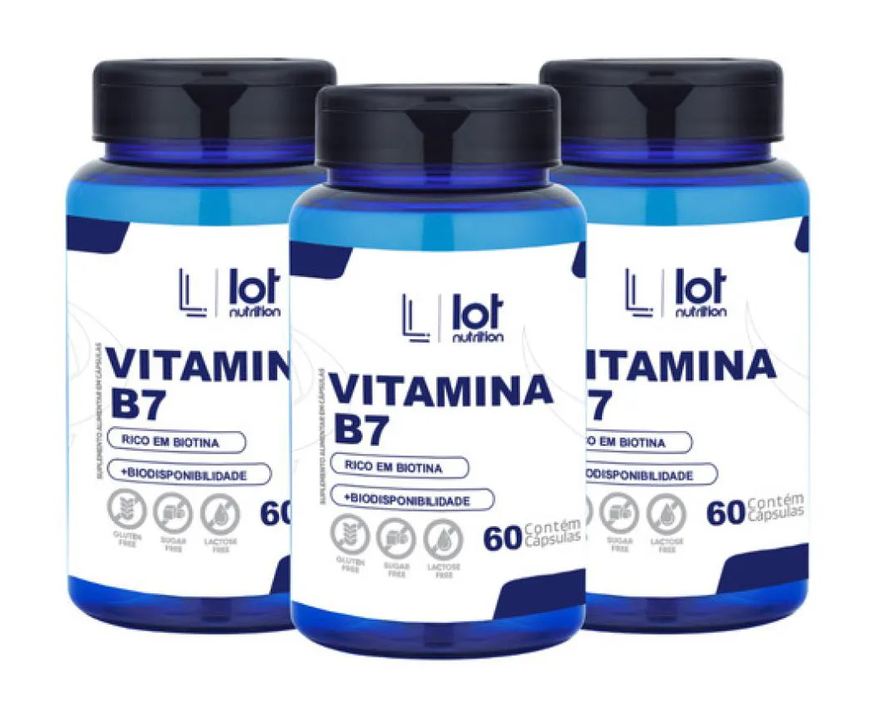 Lot Nutrition Kit 3un Biotina Colágeno 60 cápsulas sem Sabor