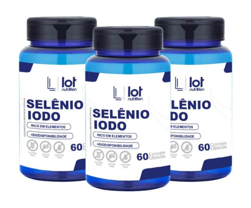 Lot Nutrition Kit 3un Selênio 300mcg + Iodo 900mcg 60 cápsulas sem Sabor