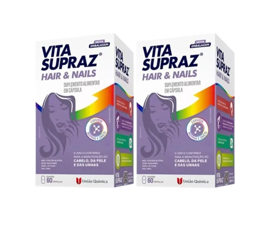 Vitasupraz Kit 2 Suplemento Vita Supraz Hair e Nails 60 cápsulas