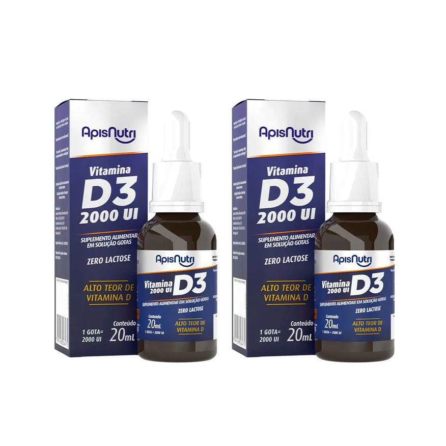 Apisnutri Kit 2 Vitamina D3 Gotas 2.000ui com 20ml