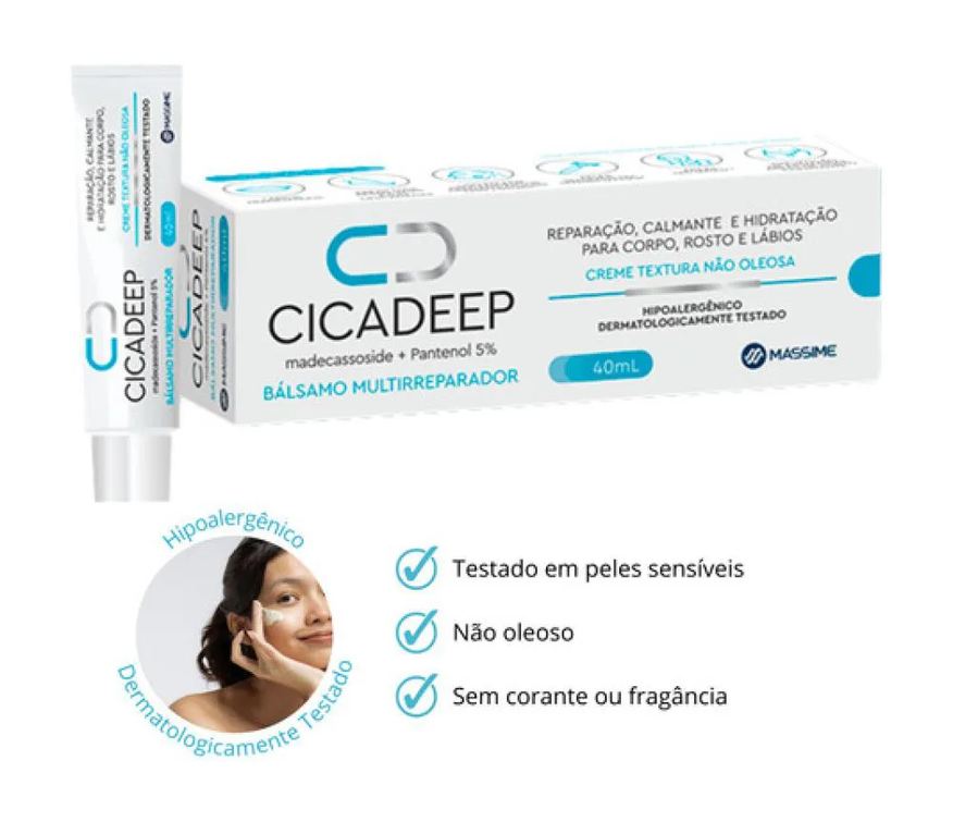 Massime Cicadeep 40ml - Reparador e Hidratante Similar do Cicaplast