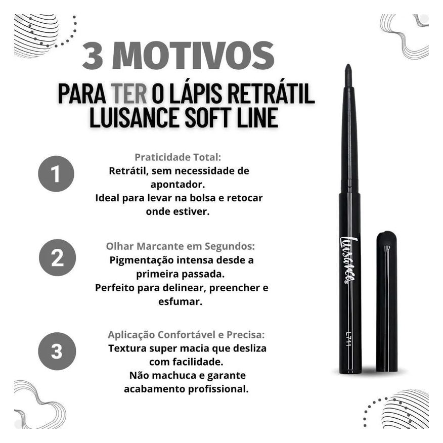 Retrátil Lápis Luisance Soft Line para Olhos Preto L711