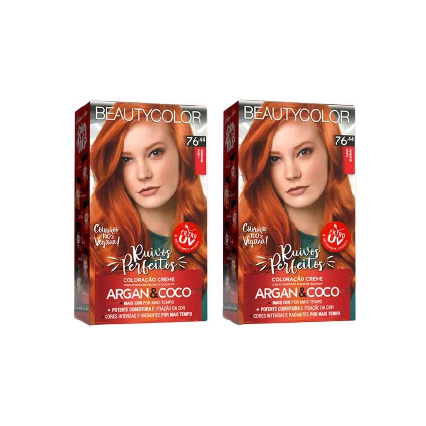 Beauty Color Coloraçao 76.44 Ruivo Absoluto - Kit C / 2un