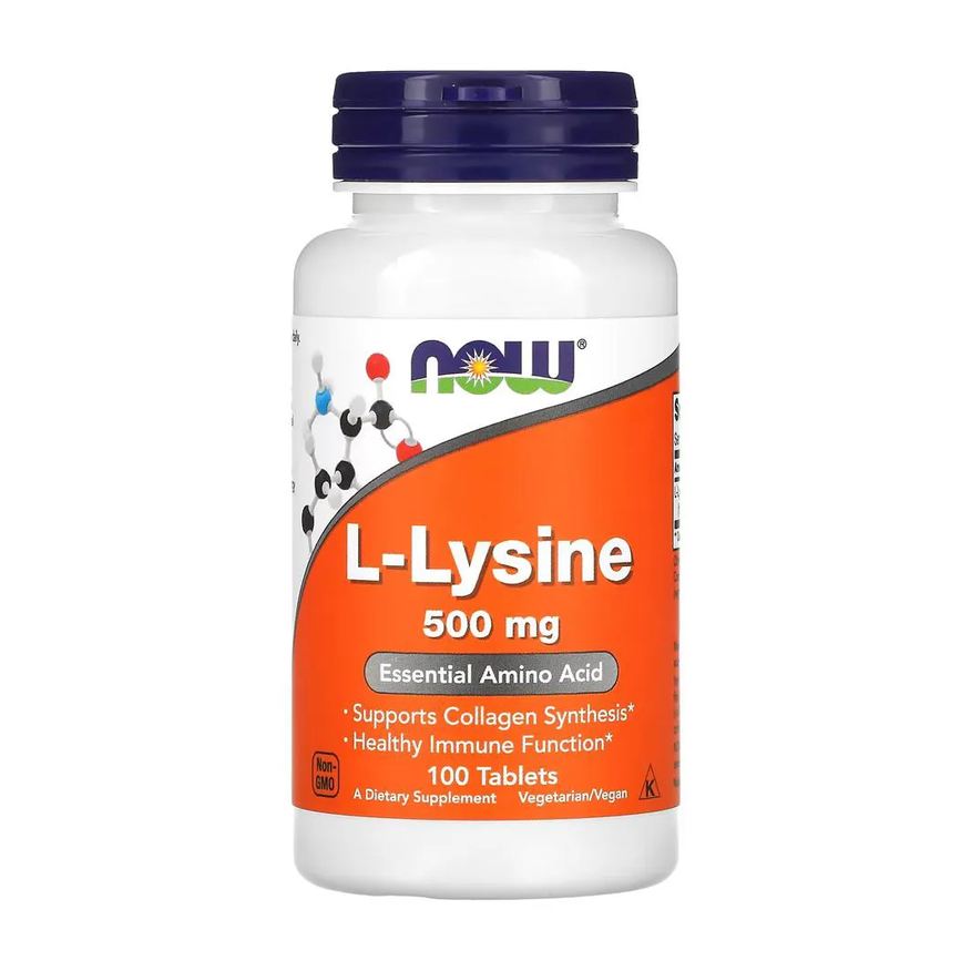 Now Foods L-lisina 500 mg 100 Tablets Importado