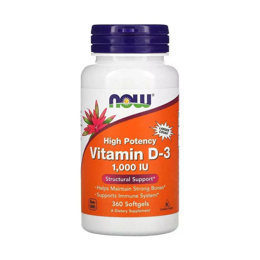 Now Foods Vitamina D3 1.000UI Vit D-3 360 Softgels Importado
