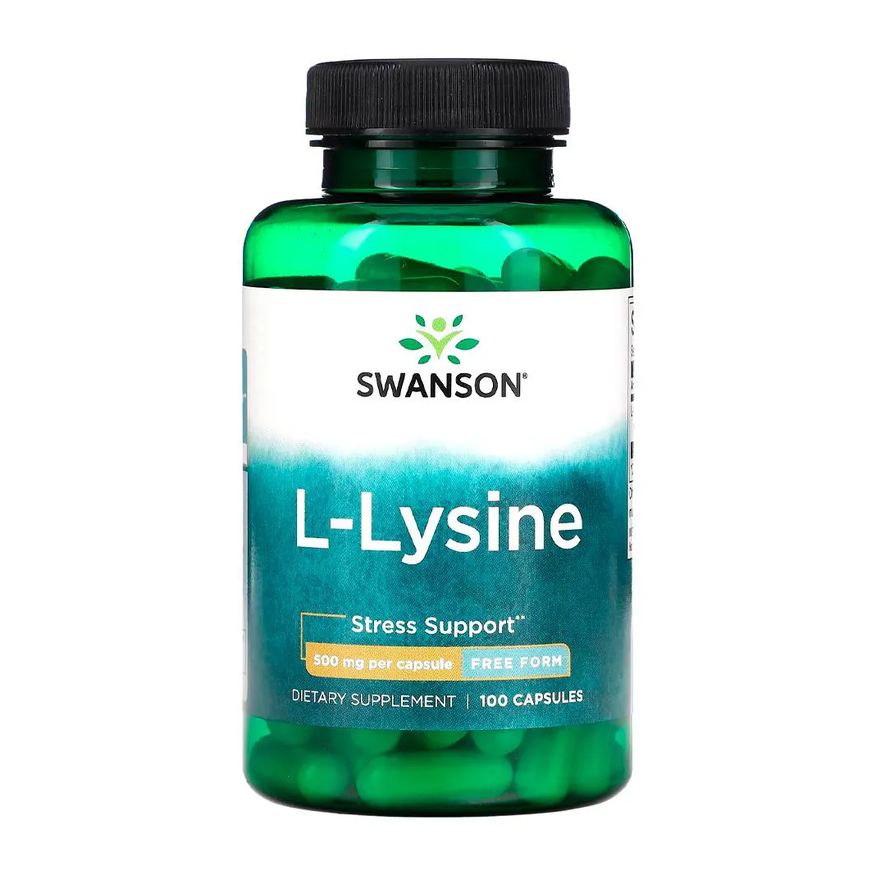 Swanson L-Lisina Free Form 500mg 100 Cápsulas Importado