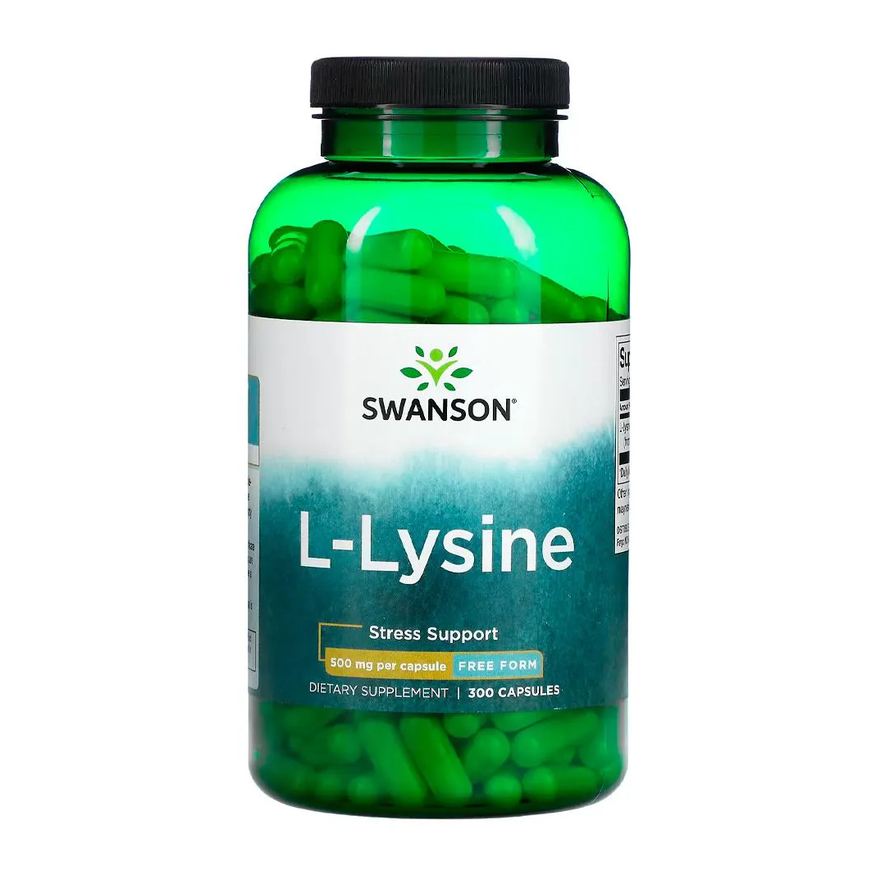 Swanson L-Lisina 500mg Free Form 300 Cápsulas Importado