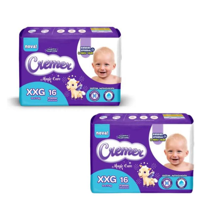 Cremer Kit C2 Fralda Disney Magic Tamanho Xxg 16 Unidades