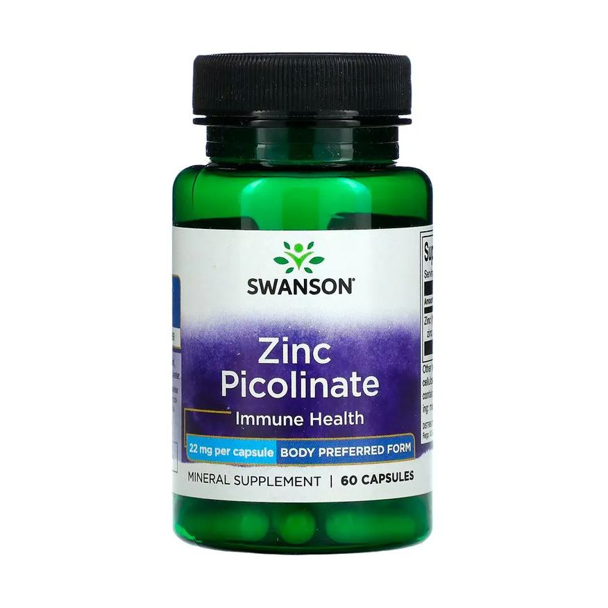 Swanson Picolinato de Zinco 22mg 60 Cápsulas Importado