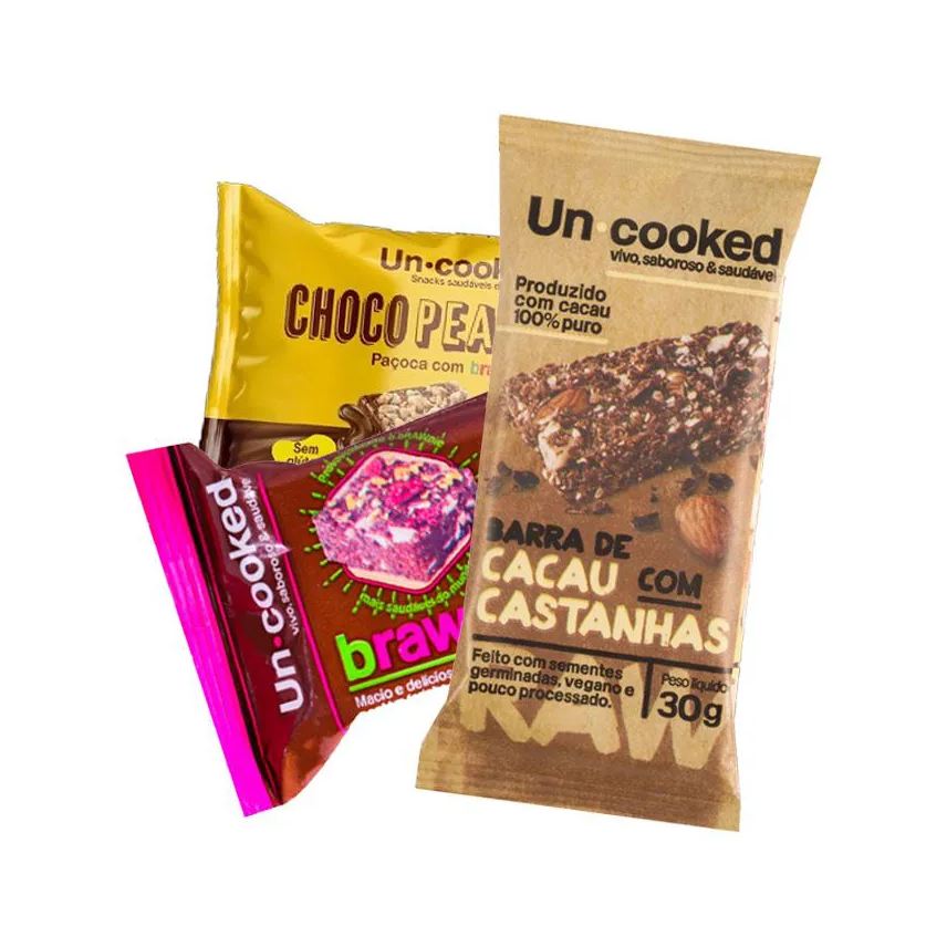 Uncooked Kit 3 Doces de Cacau Uncooked: Castanha, Brawnie, Chocopeanuts