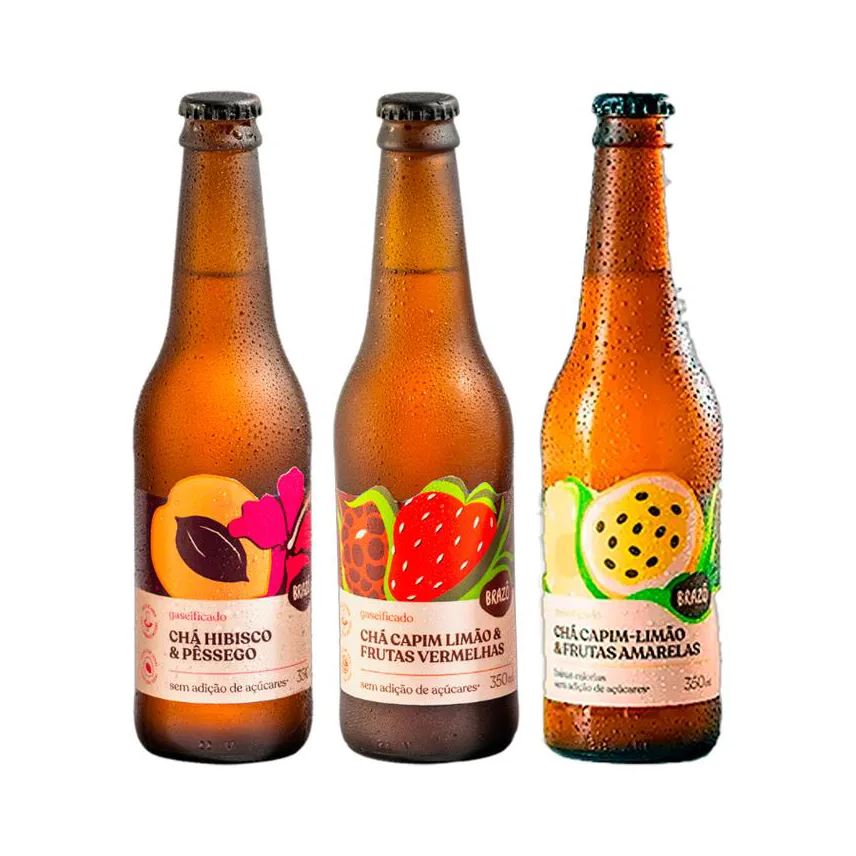 Brazô Kit 3 Chás 350ml: Hibisco, Frutas Vermelhas, Frutas Amarelas