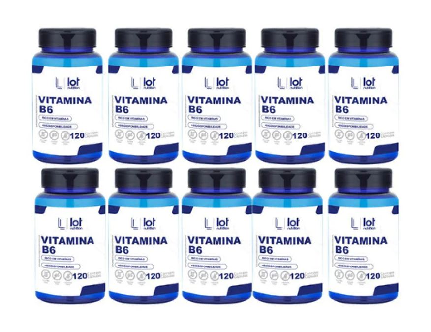 Lot Nutrition Kit 10un Vitamina B6 Piridoxina 120 cápsulas sem Sabor