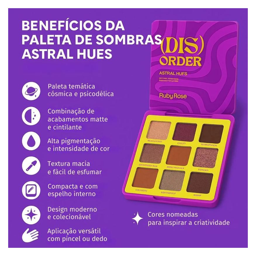 Ruby Rose Paleta de Sombras Astral Hues Hb-f2600