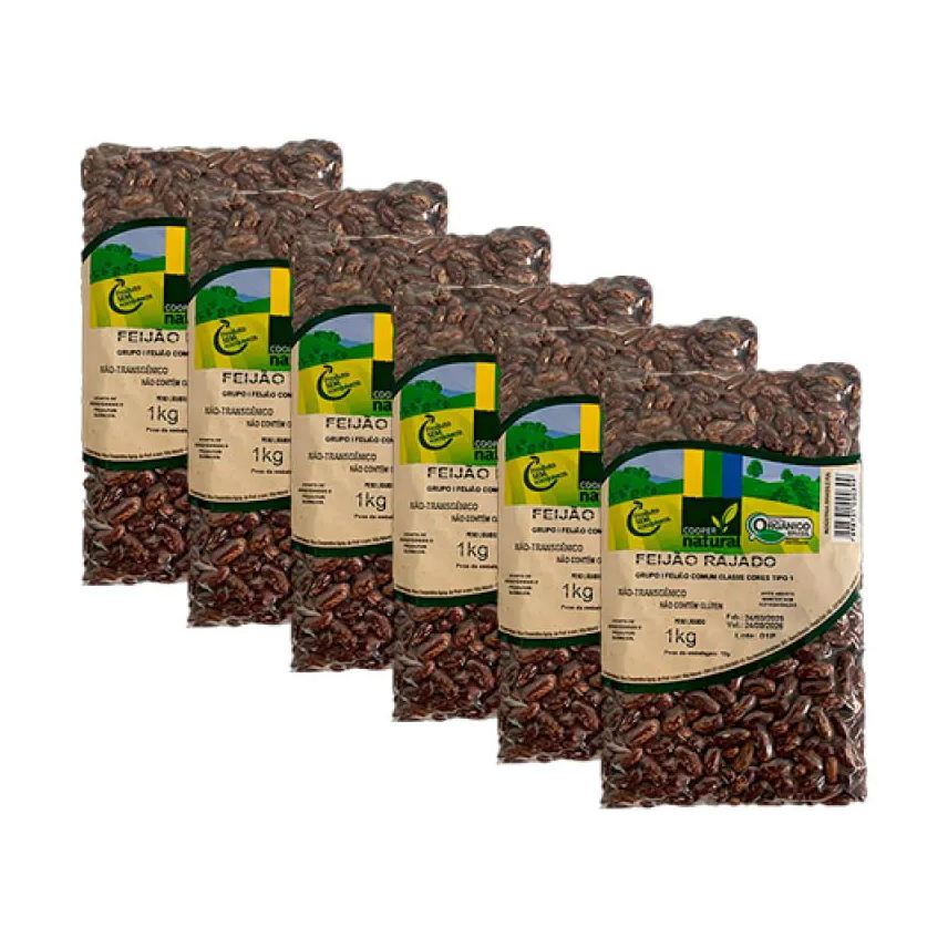 Coopernatural Kit 6X: Feijão Rajado Orgânico 1kg