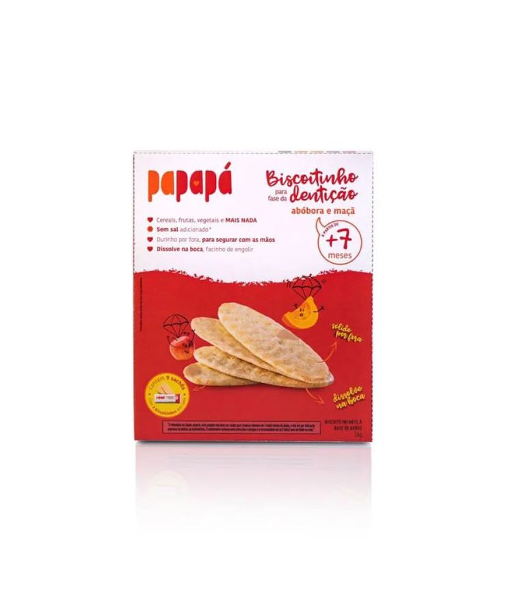 Papapá Biscoitinho de Arroz Fase Dentição Abóbora e Maçã 36g