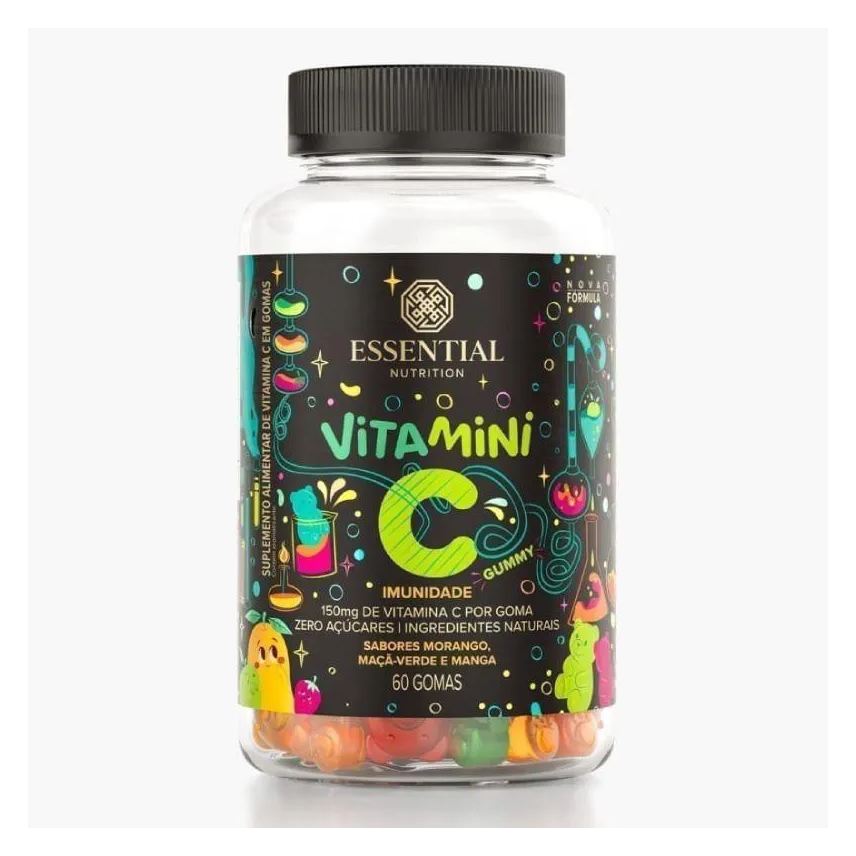 Essential Nutrition Vitamini C Gummy Morango Maçã Verde e Manga 60 Gomas