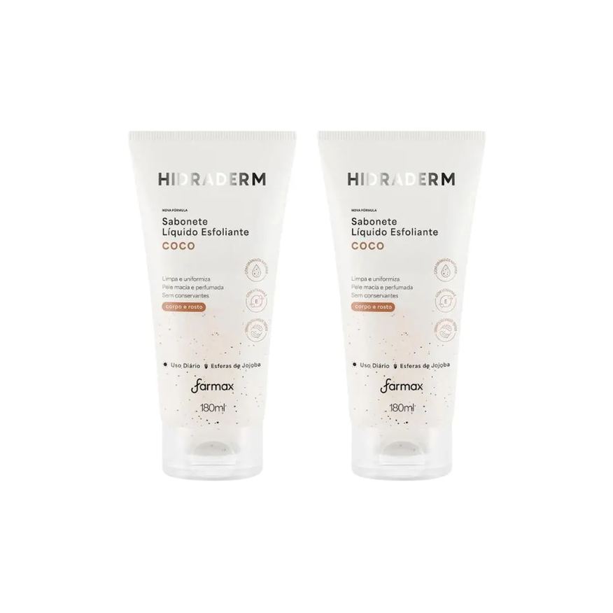 Hidraderm Sabonete Liquido 180ml Esfoliante Coco - Kit C / 2un