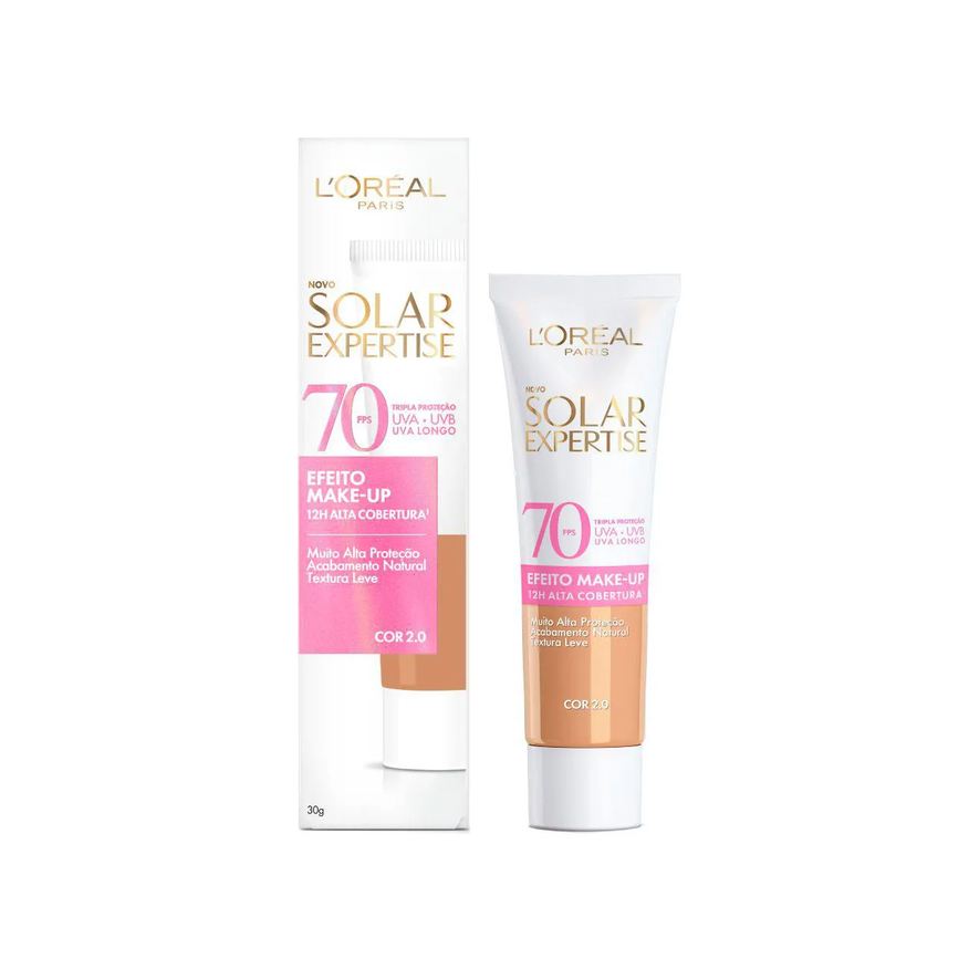 L'Oréal Protetor Solar Facial L’Oréal Paris Solar Expertise Efeito Make Up FPS 70 Cor 2.0 Proteção e Acabamento Maquiado 30g