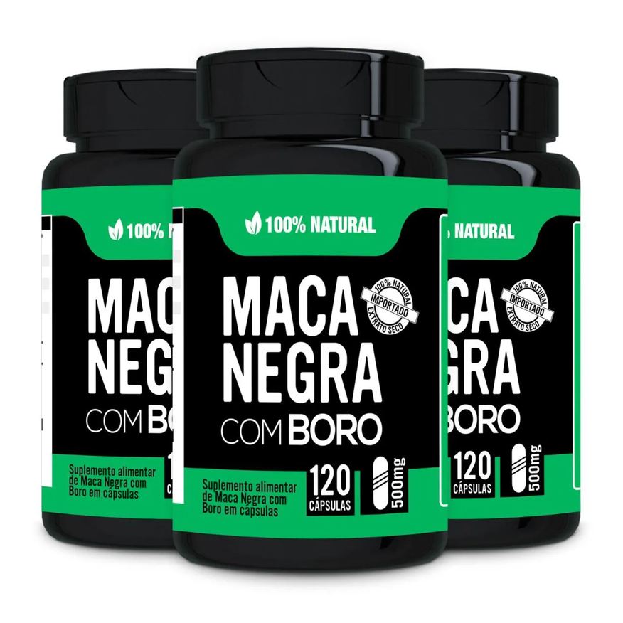 Bionutri Kit 3x Maca Peruana Negra com Boro + Vitaminas B6 + D + Zinco 100% Natural 120 cápsulas