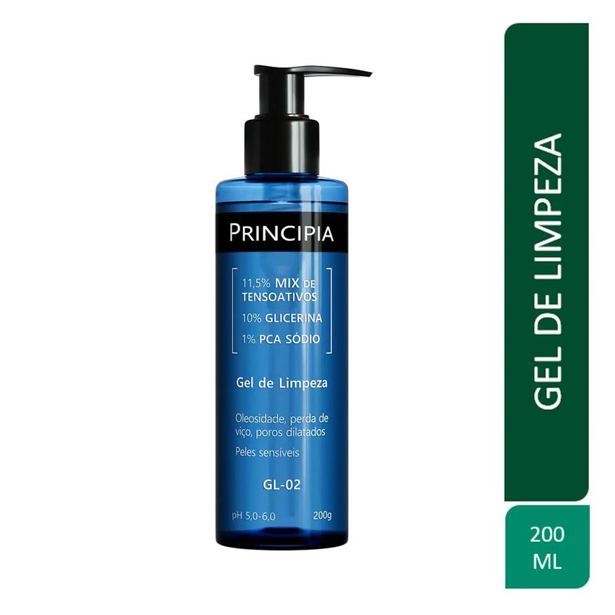 Principia Kit Facial Skincare Gel de Limpeza Suave GL-02 200ml + Protetor Solar PS-01 FPS 60 40ml + Sérum Anti-Idade Mix-02 30ml