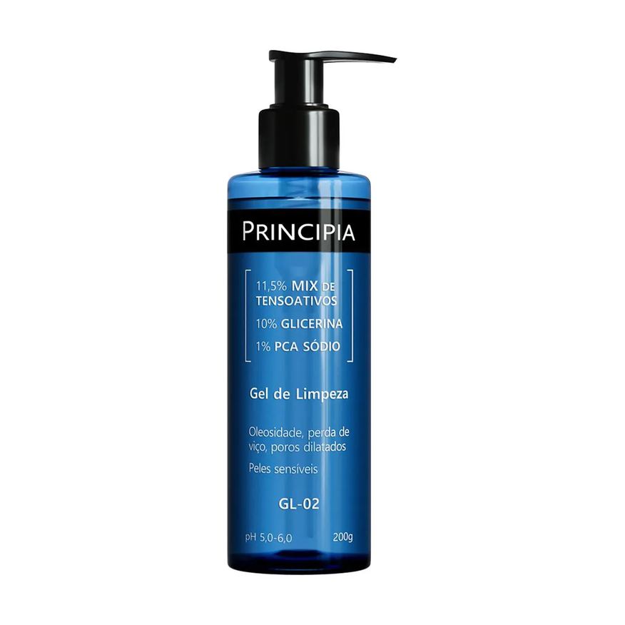 Principia Kit Facial Skincare Gel de Limpeza Suave GL-02 200ml + Protetor Solar PS-01 FPS 60 40ml + Sérum Anti-Idade Mix-02 30ml