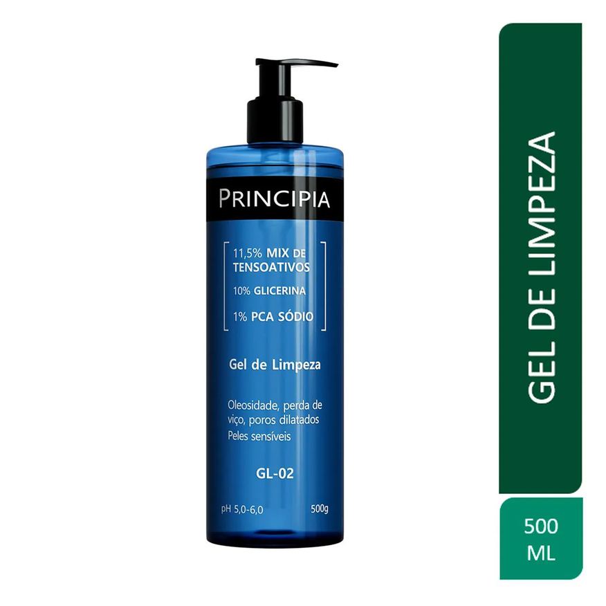 Principia Kit Facial Skincare Protetor Solar PS-01 FPS 60 40ml + Gel de Limpeza Suave GL-02 500g + Sérum Anti-Idade NC-10 30ml + Gel Hidratante GH-01