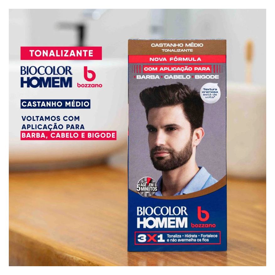 Bozzano Tonalizante de Cabelo Biocolor Homem - Castanho Médio