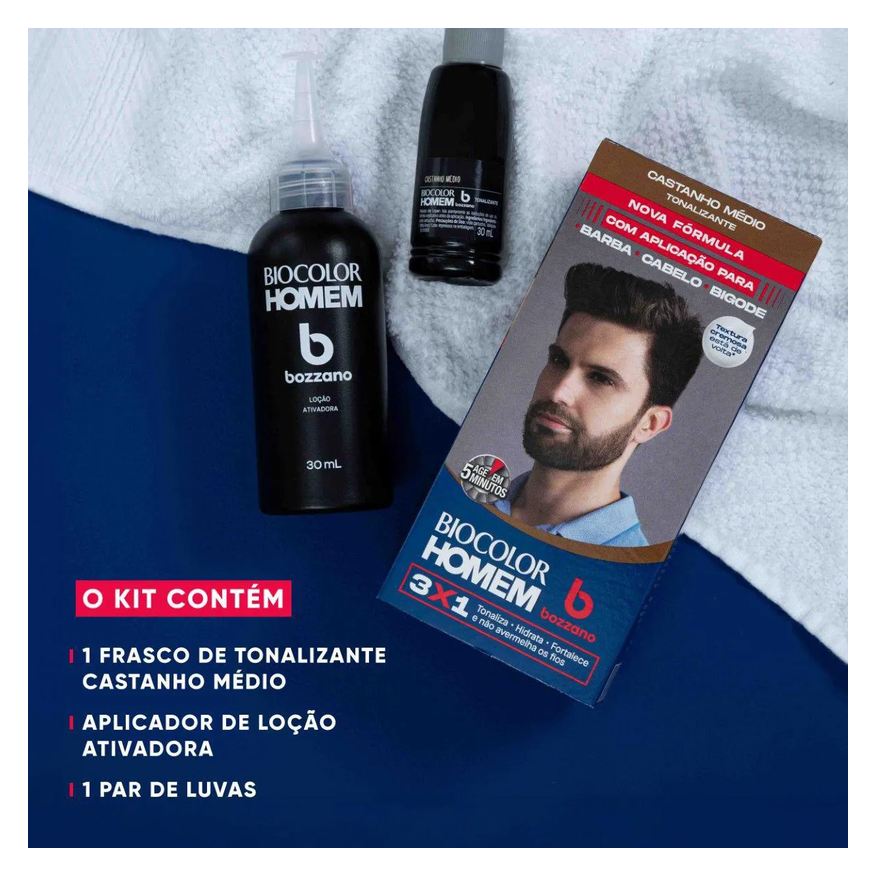 Bozzano Tonalizante de Cabelo Biocolor Homem - Castanho Médio