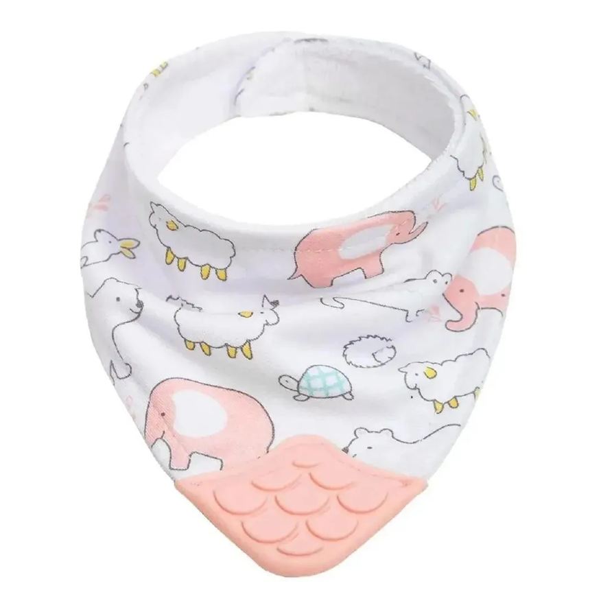 Buba Babador Bandana C/mordedor Animais Rosa