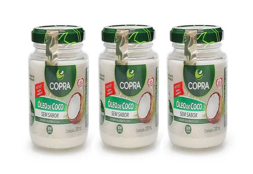 Copra Kit 3uni Óleo De Coco Sem Sabor 200ml