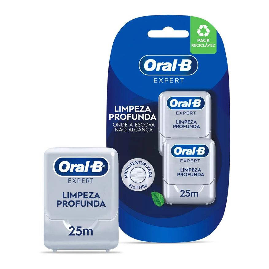 Oral-B Fio Dental Expert Limpeza Profunda Sabor Menta 2 unidades de 25m cada