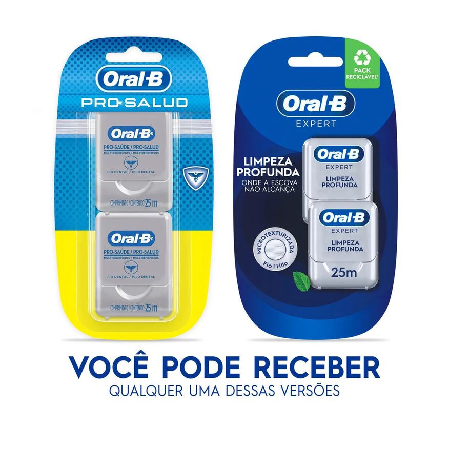 Oral-B Fio Dental Expert Limpeza Profunda Sabor Menta 2 unidades de 25m cada